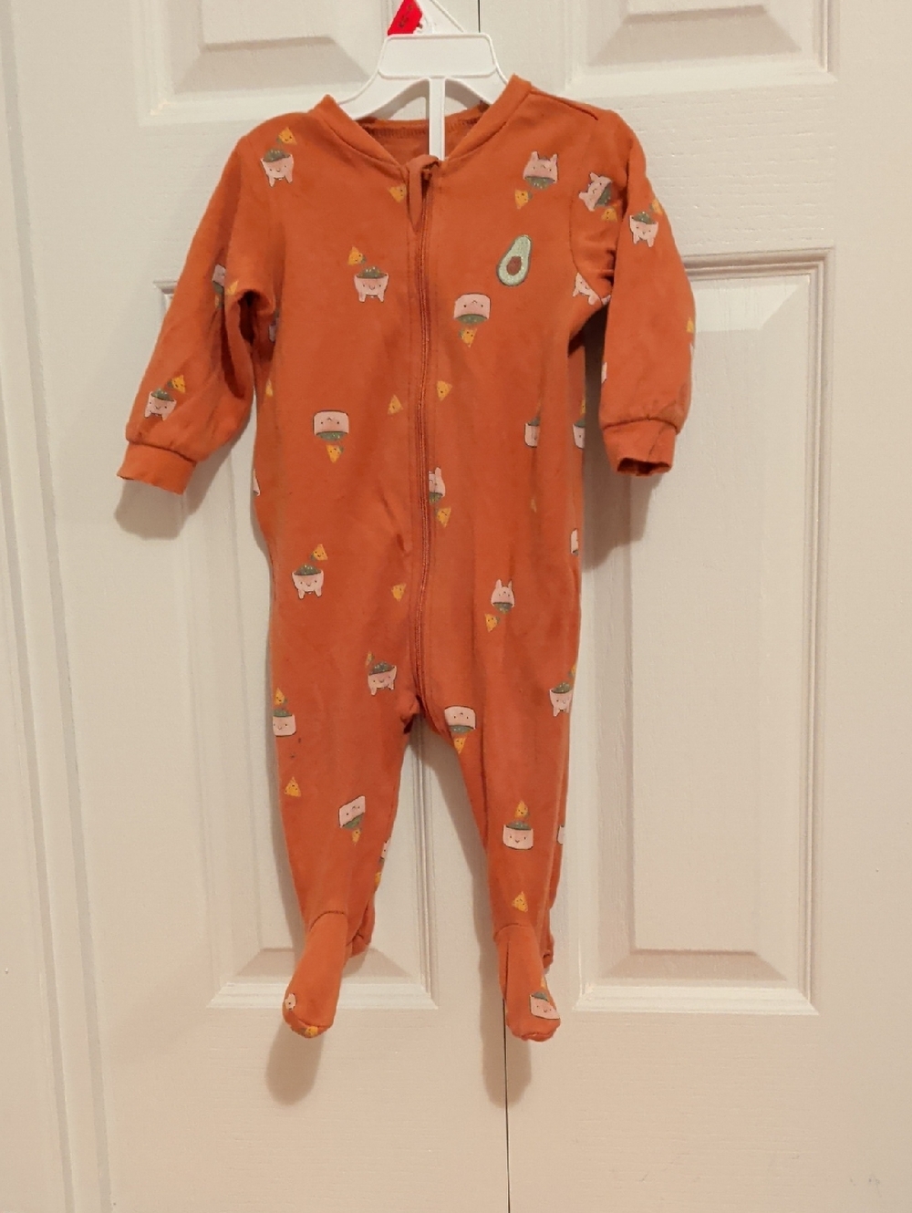 2/15$ Pekkle Guacamole Kids One-Piece Zip Footed Sleepwear - Rust Orange